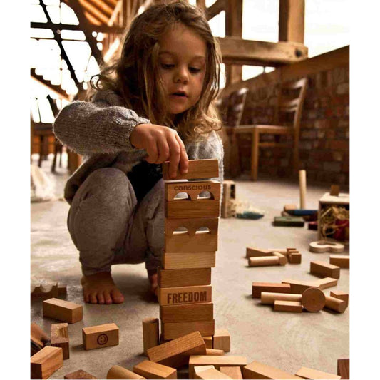 Blocs en bois naturel jeux montessori