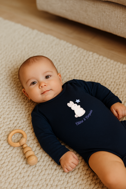 Body "Lapinou" - marine - bébé