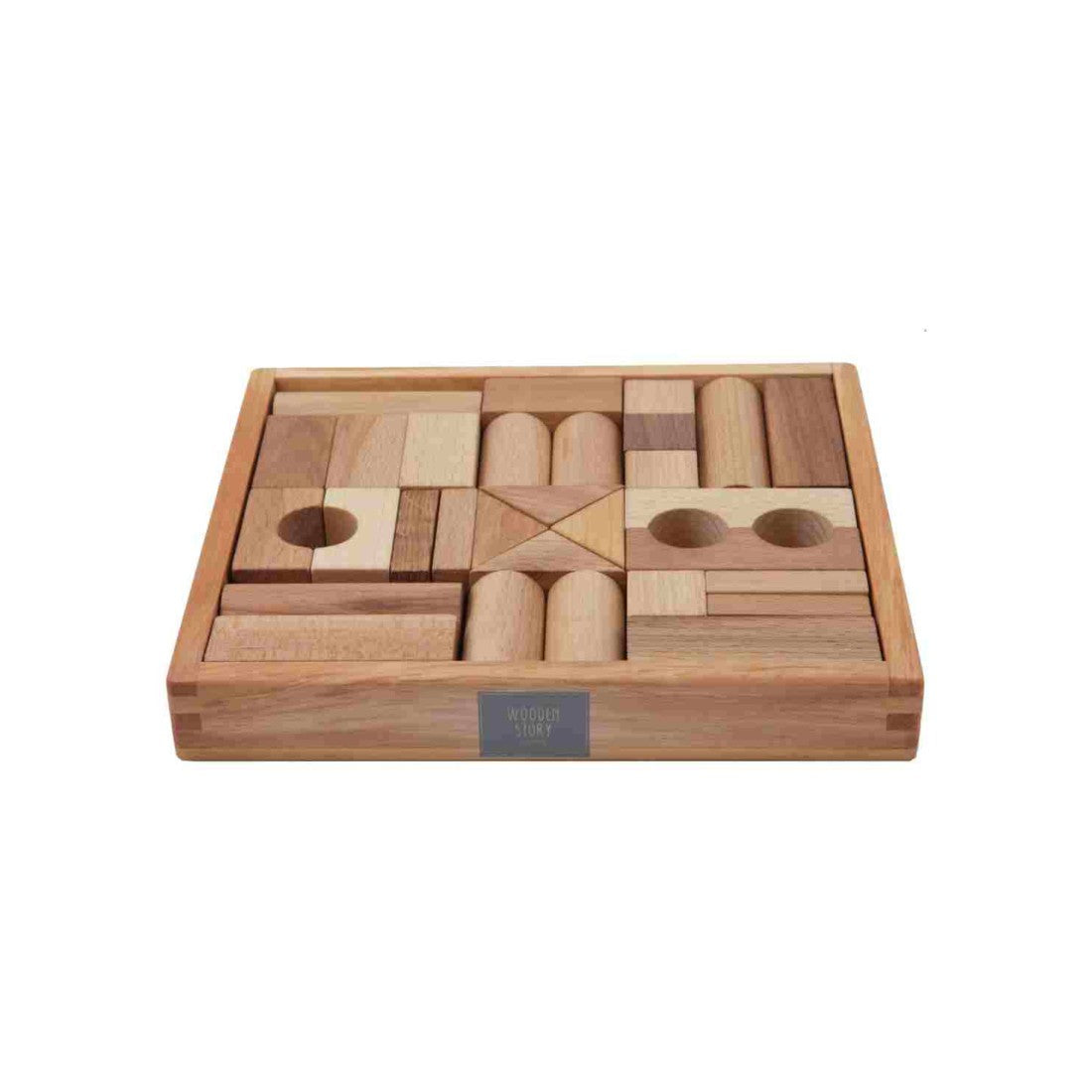 Blocs en bois naturel 30 pieces avec coffret