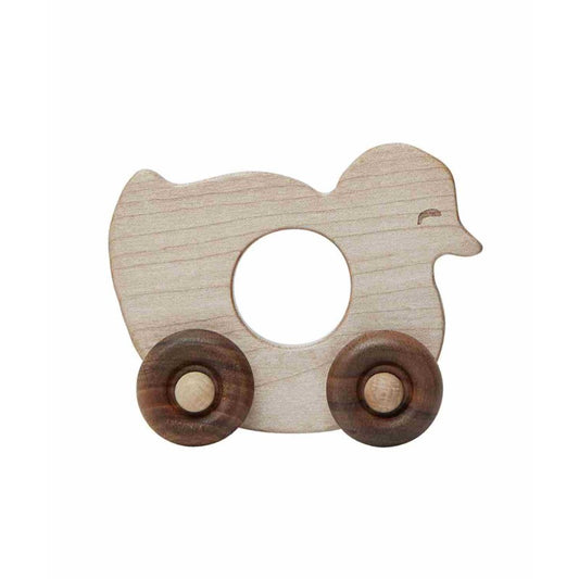 canard en bois à roulettes