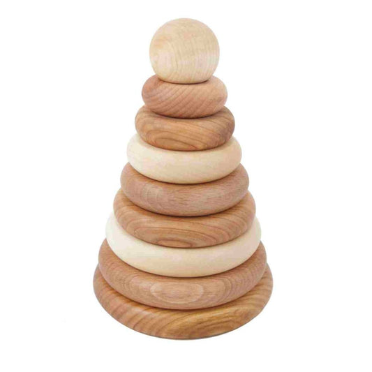 Pyramide ronde en bois naturel montessori