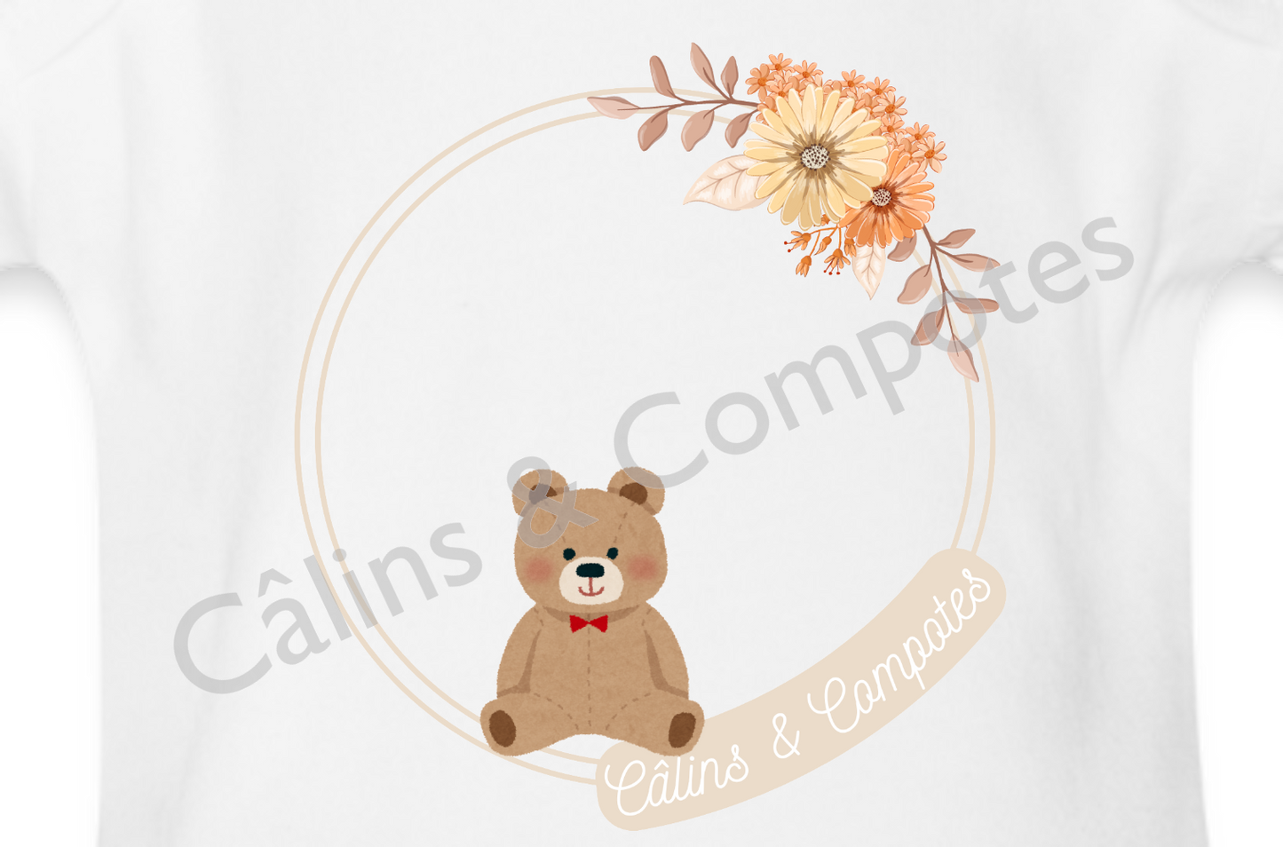Body "Câlins nounours" - blanc - détail