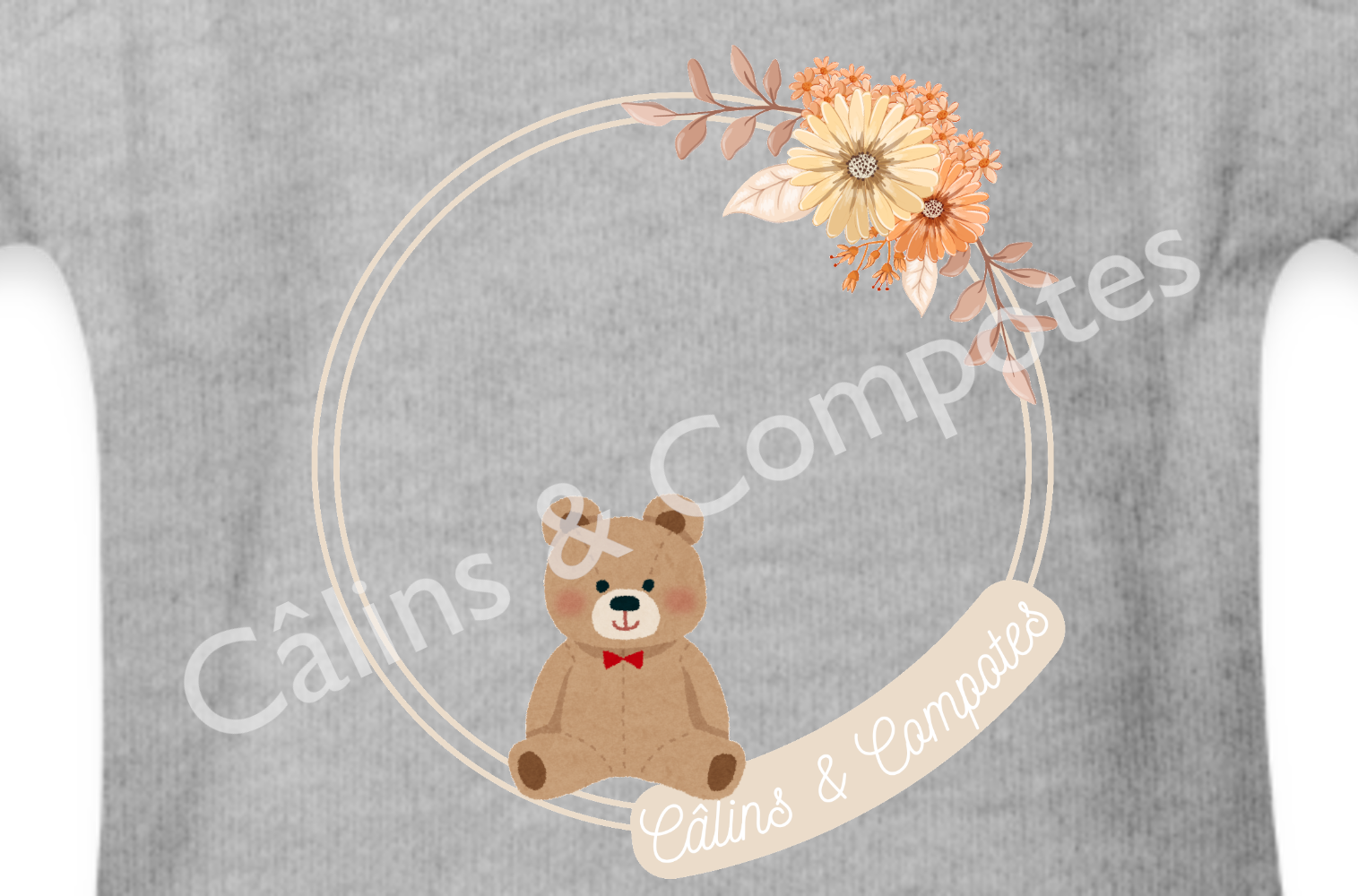 Body "Câlins nounours" - gris chiné - détail