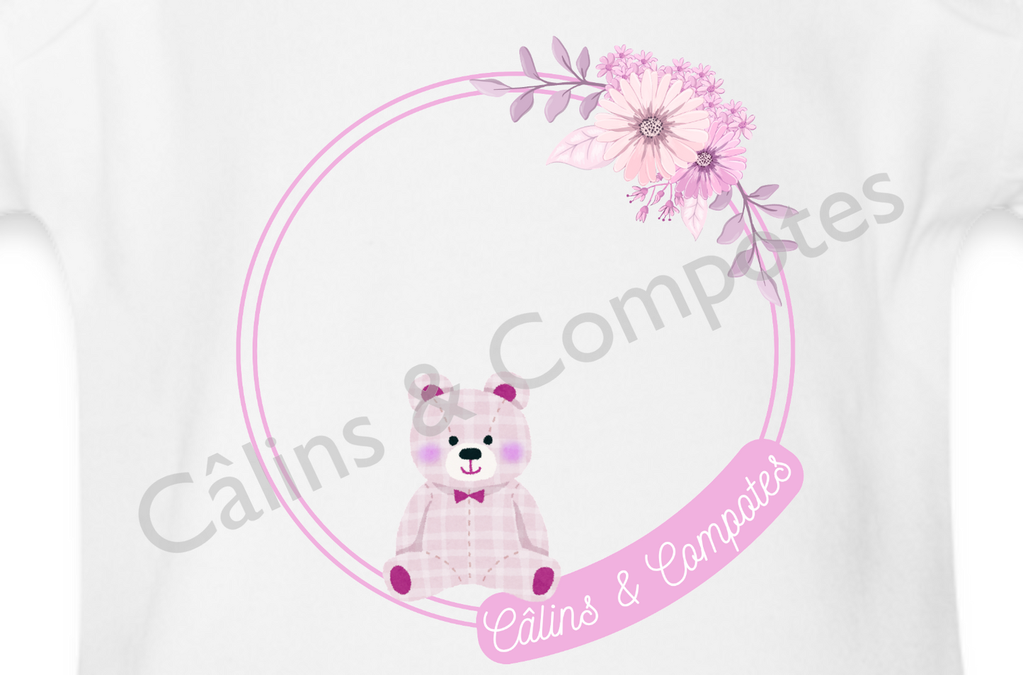 Body "Câlins roses" - blanc