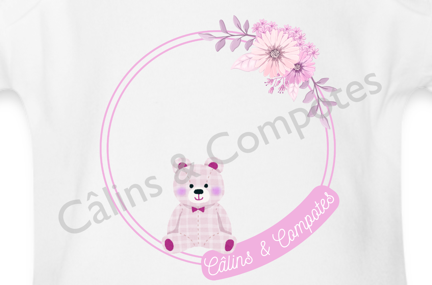 Body "Câlins roses" - blanc
